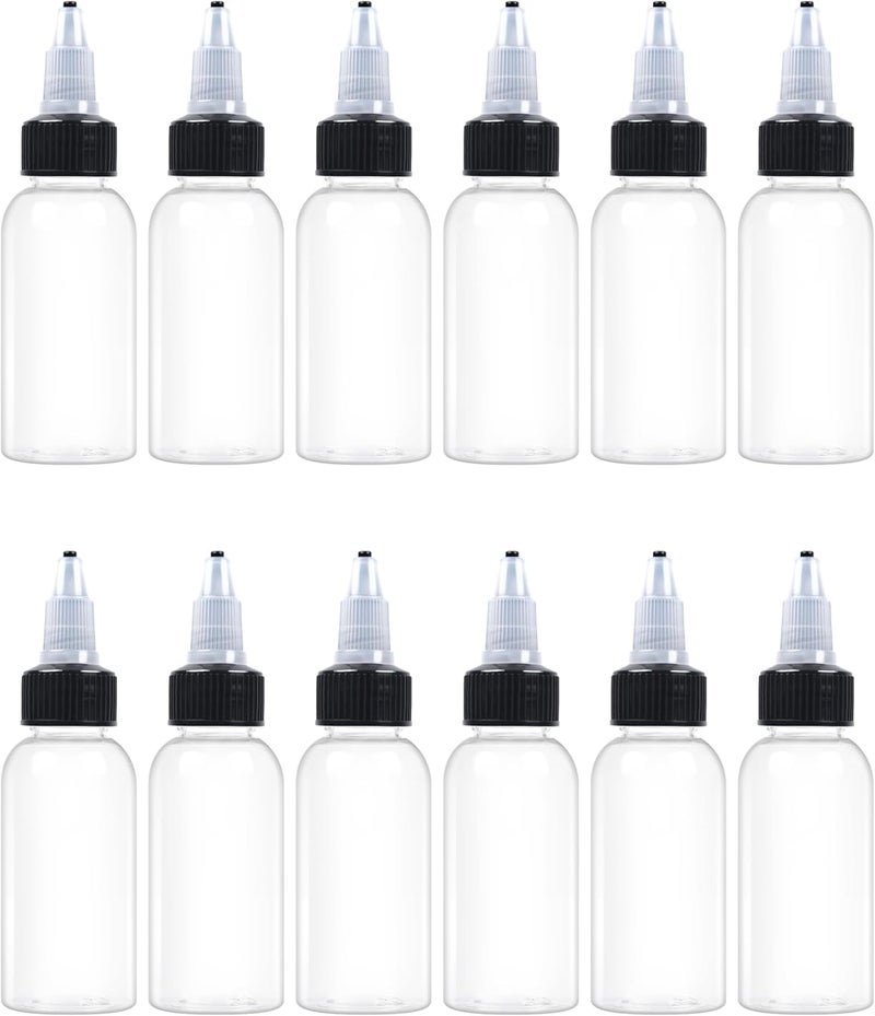 EOSAU 12 Pcs 1oz Plastic Squeeze Bottles with Twist Top Cap, 30ml Clear Dispensing Bottles, Empty Squirt Bottle for Liquids, Sauces, Arts, Crafts, Travel - Image 1